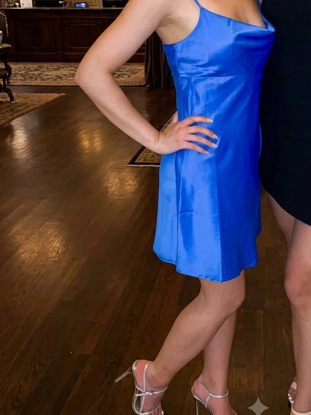 Blue Satin Slip Dress
